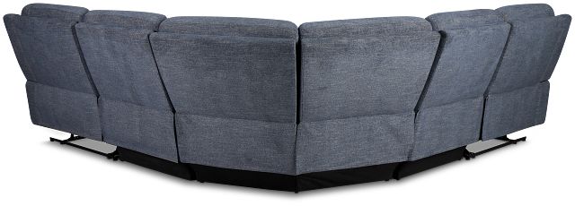 Walker Blue Fabric Small Two-arm Manually Reclining Sectional