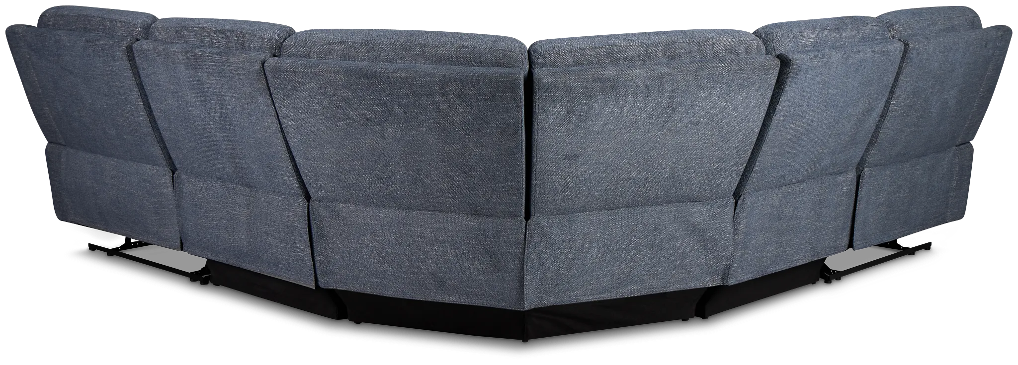 Walker Blue Fabric Small Two-arm Manually Reclining Sectional