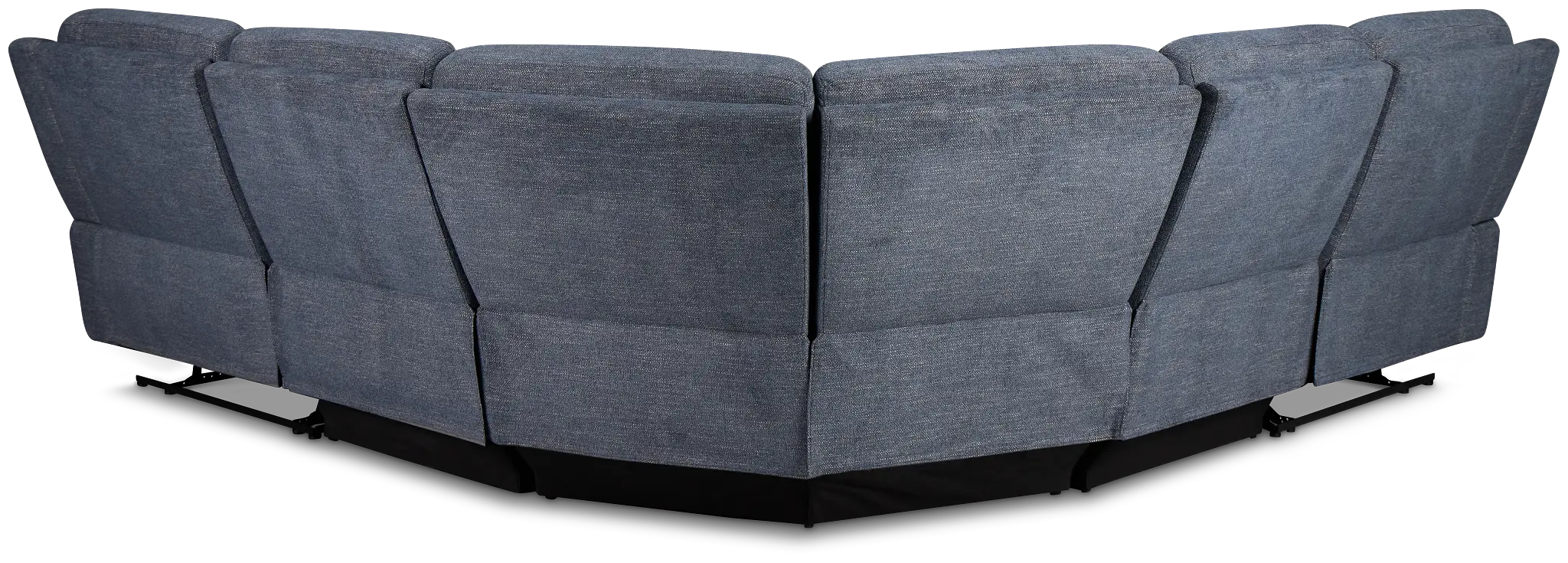 Walker Blue Fabric Small Two-arm Manually Reclining Sectional Walker Blue Fabric Small Two-arm Manually Reclining Sectional