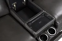 Benji Dark Gray Lthr/vinyl Medium Triple Power 2-arm Sectional