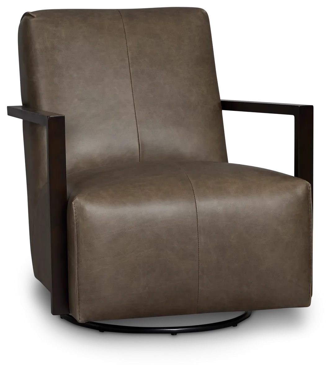 Lucas Dark Gray Leather Swivel Rocker Glider