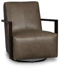 Lucas Dark Gray Leather Swivel Rocker Glider