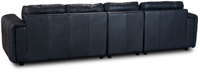 Rowan Navy Leather Small Left Chaise Sectional