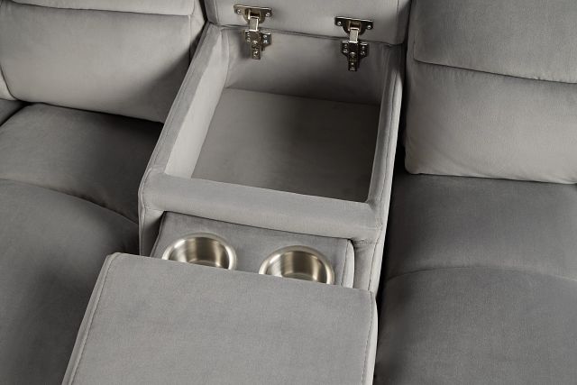 Gemma Light Gray Velvet Large Dual Power Reclining Two-arm Sectional