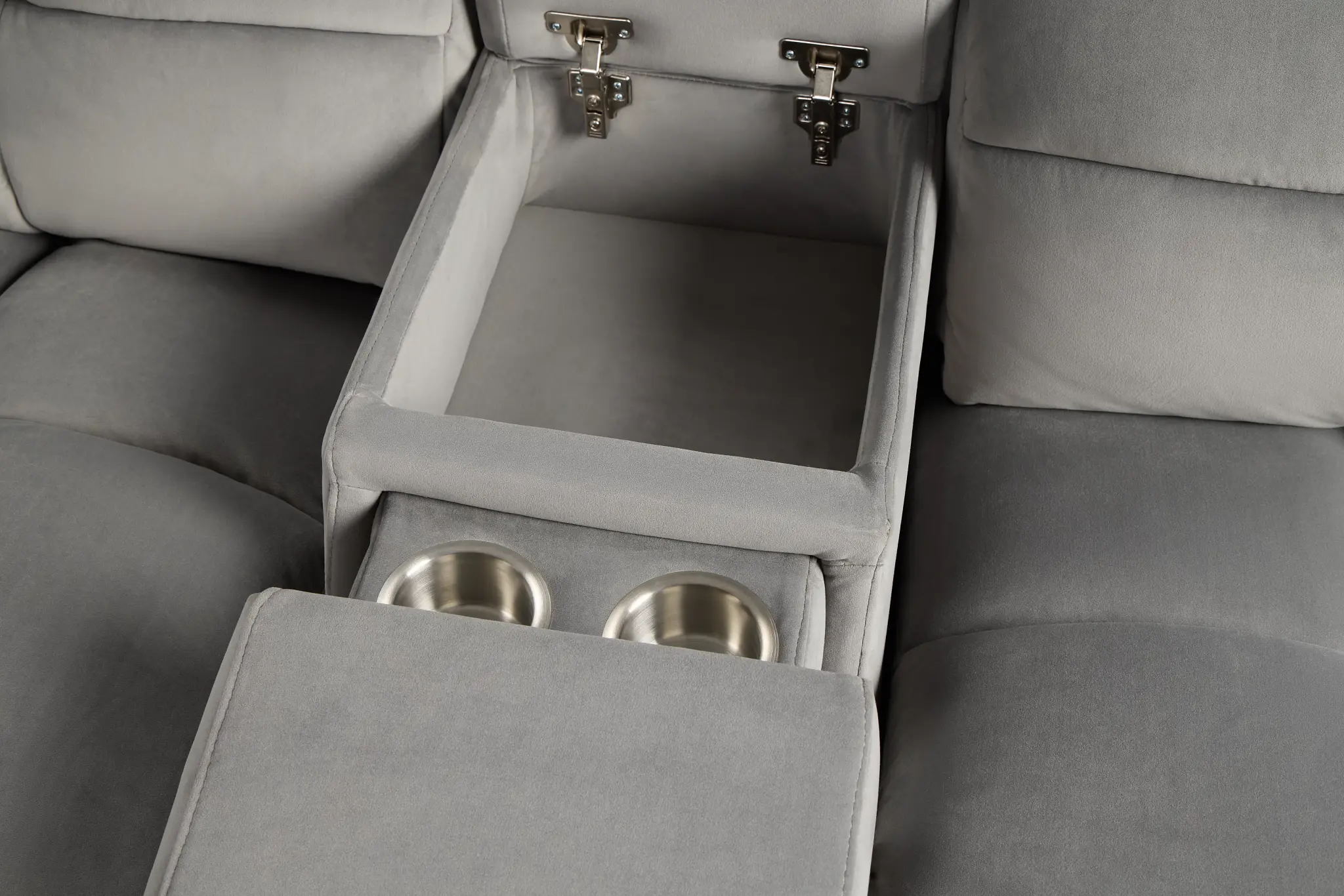 Gemma Light Gray Velvet Large Dual Power Reclining Two-arm Sectional Gemma Light Gray Velvet Large Dual Power Reclining Two-arm Sectional