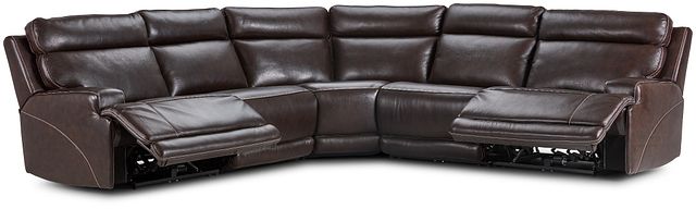 Valor Dark Brown Leather Small Two-arm Power Reclining Sectional
