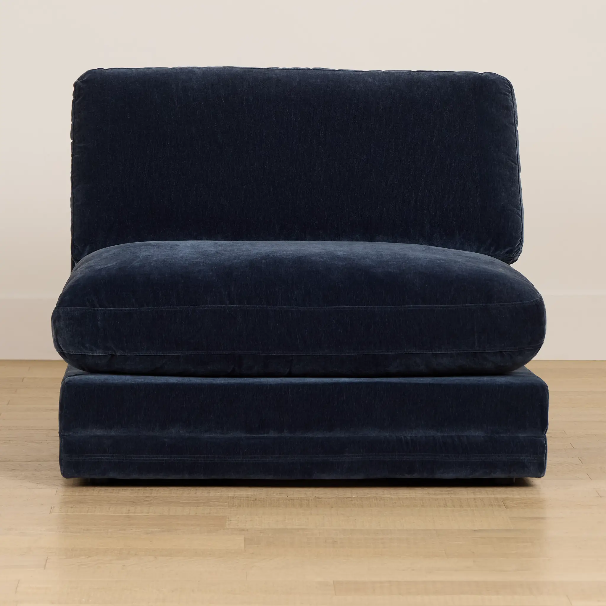 Jules Dark Blue Velvet Armless Chair Jules Dark Blue Velvet Armless Chair