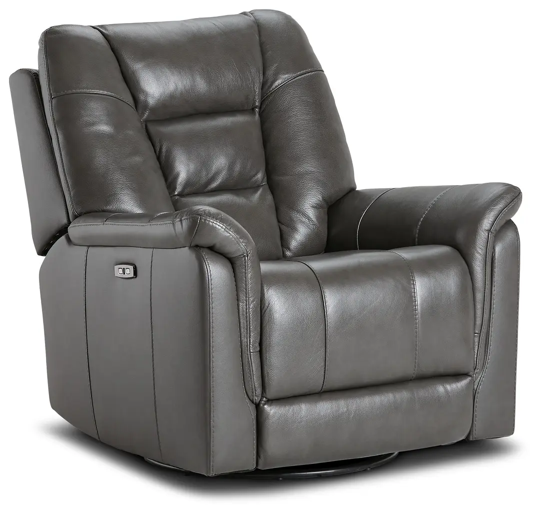 Owen Dark Gray Leather Power Glider Recliner With Power Headrest Owen Dark Gray Leather Power Glider Recliner With Power Headrest