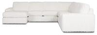 Teddy White Fabric Large Left Chaise Sectional