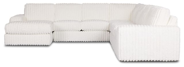 Teddy White Fabric Large Left Chaise Sectional