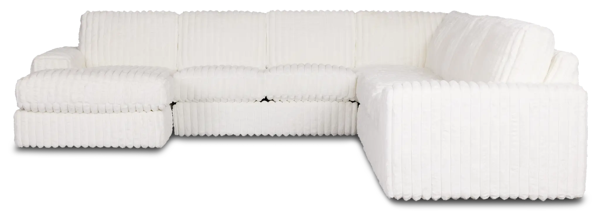 Teddy White Fabric Large Left Chaise Sectional Teddy White Fabric Large Left Chaise Sectional