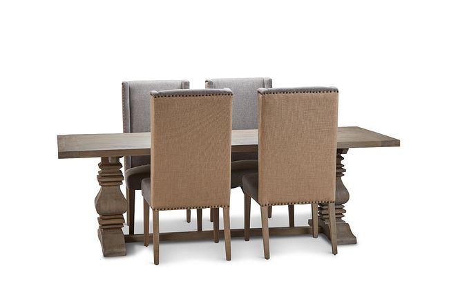 Hadlow Gray 95" Rectangular Table & 4 Upholstered Chairs