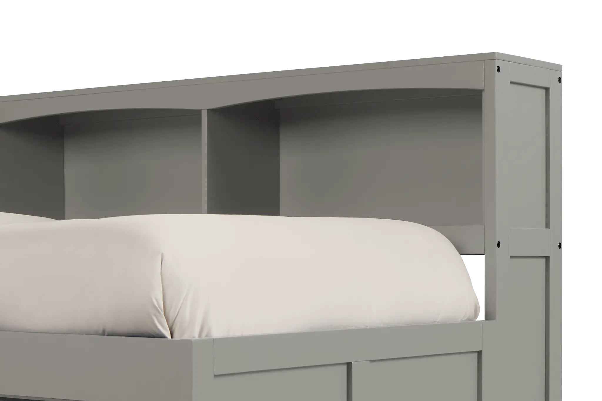 Charleston Gray Corner Bookcase Bed With 2 Storage Drawers Charleston Gray Corner Bookcase Bed With 2 Storage Drawers