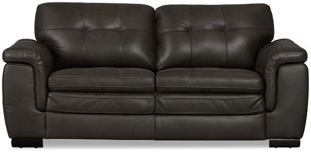 Braden Dark Gray Leather Loveseat