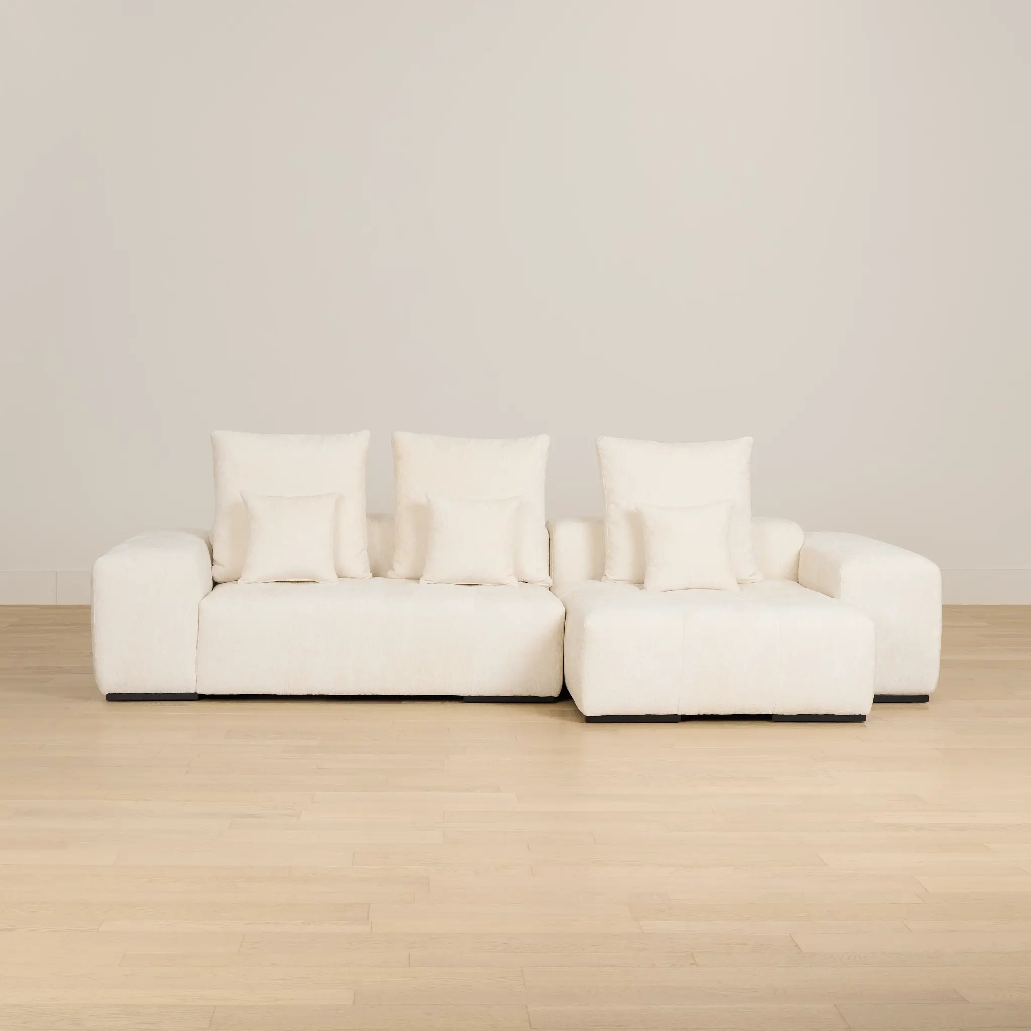 Skylar White Fabric Right Chaise Sectional Skylar White Fabric Right Chaise Sectional