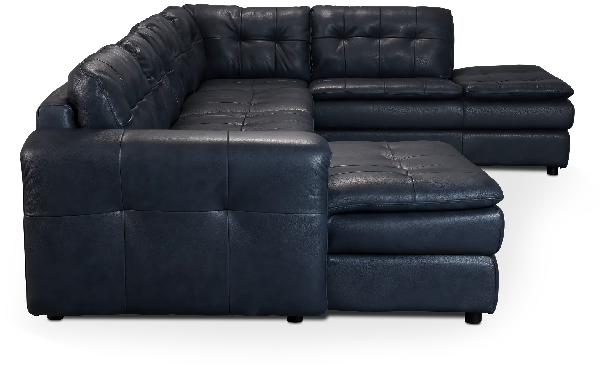 Rowan Navy Leather U-shaped Sectional W/ Right Bumper Rowan Navy Leather U-shaped Sectional W/ Right Bumper