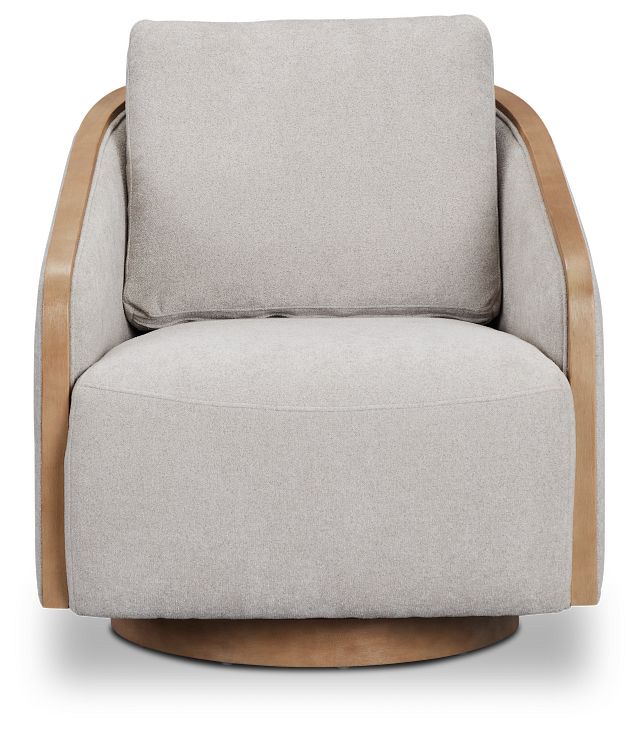 Campbell Light Gray Fabric Swivel Accent Chair