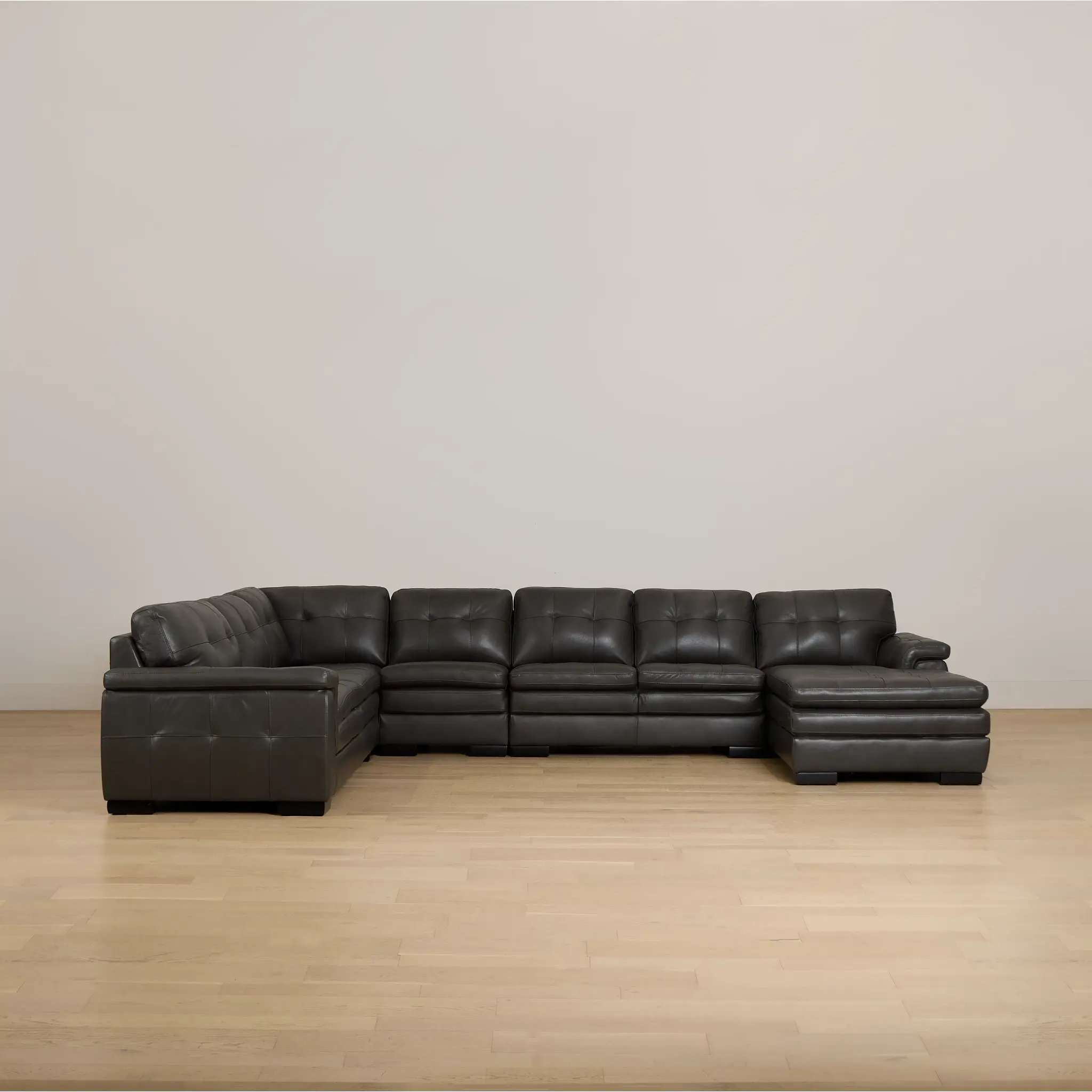 Braden Dark Gray Leather Large Right Chaise Sectional Braden Dark Gray Leather Large Right Chaise Sectional
