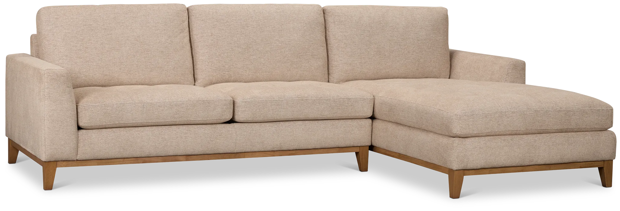 Maisie Light Brown Fabric Right Chaise Sectional