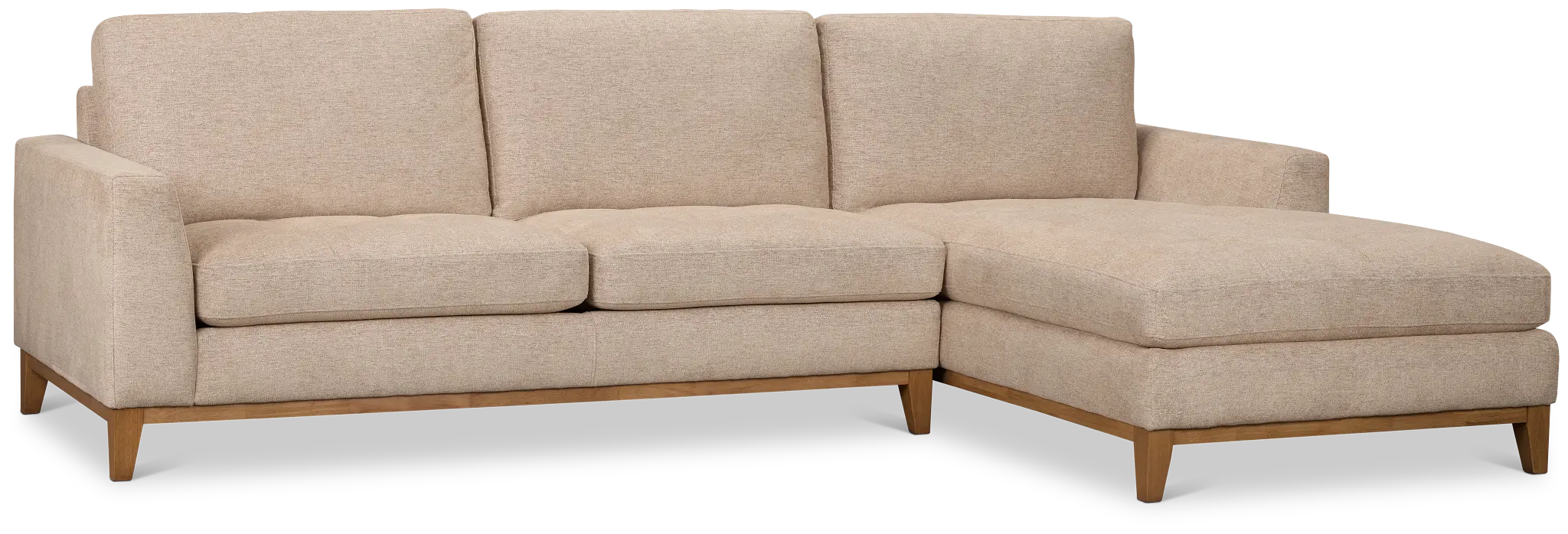 Maisie Light Brown Fabric Right Chaise Sectional Maisie Light Brown Fabric Right Chaise Sectional