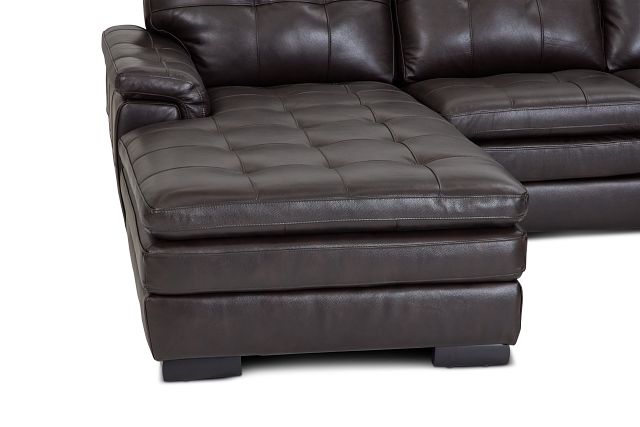 Braden Dark Brown Leather Large Left Chaise Sectional