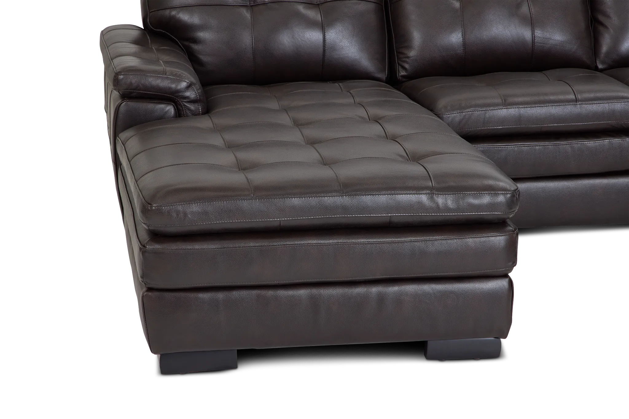 Braden Dark Brown Leather Large Left Chaise Sectional