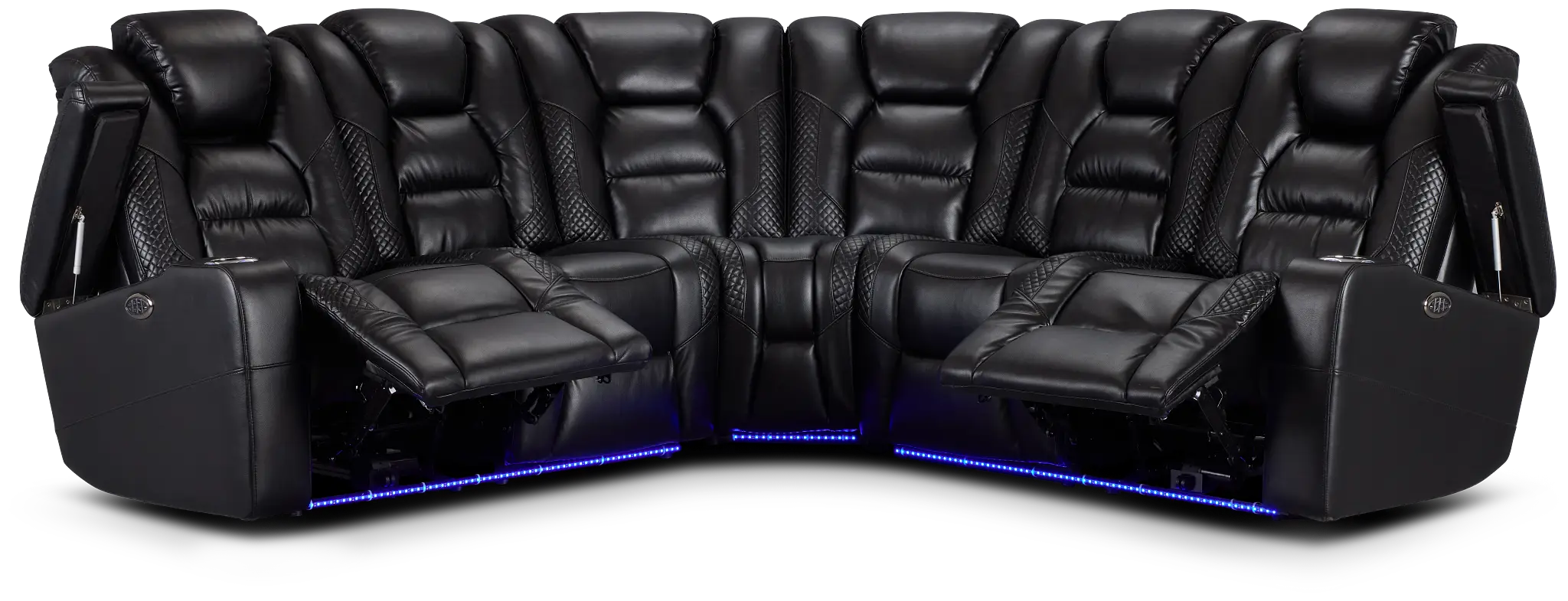 Troy Black Micro Small Dual Power Reclining Two-arm Sectional Troy Black Micro Small Dual Power Reclining Two-arm Sectional