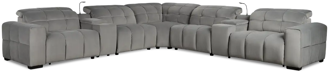 Gemma Light Gray Velvet Large Right Chaise Power Reclining Sectional Gemma Light Gray Velvet Large Right Chaise Power Reclining Sectional