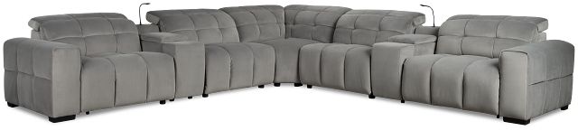 Gemma Light Gray Velvet Large Right Chaise Power Reclining Sectional