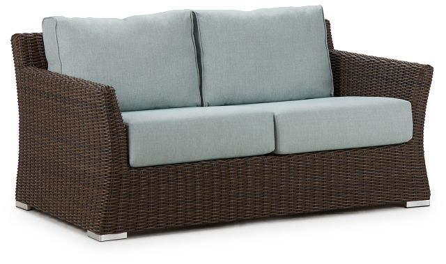 Southport Teal Woven Loveseat (1)
