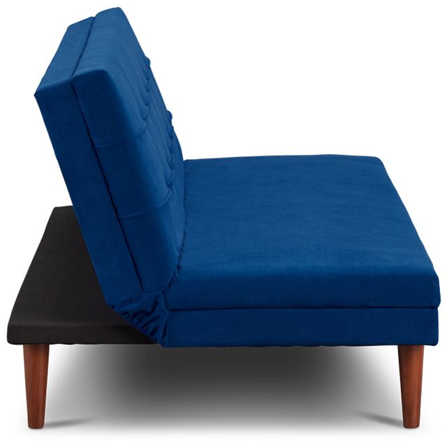 Ellie Dark Blue Velvet Sofa Futon