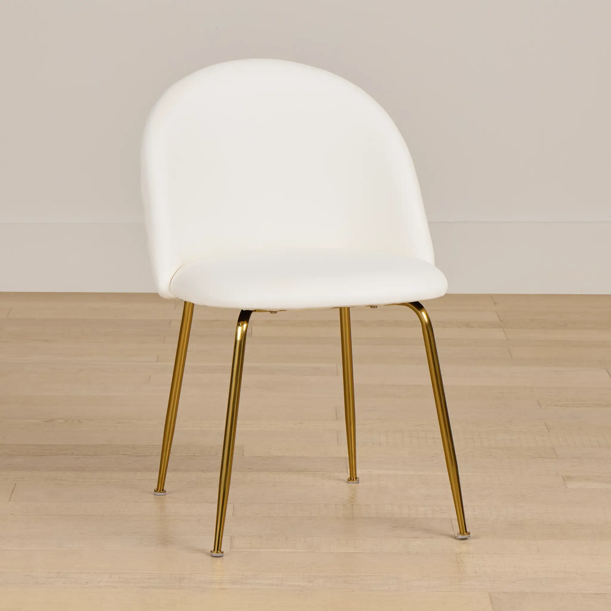 Capri White Micro Upholstered Side Chair W/ Gold Legs Capri White Micro Upholstered Side Chair W/ Gold Legs