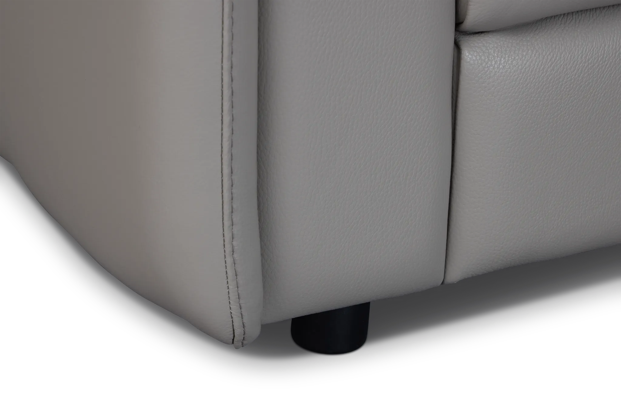 Rowan Gray Leather Small Right Bumper Sectional