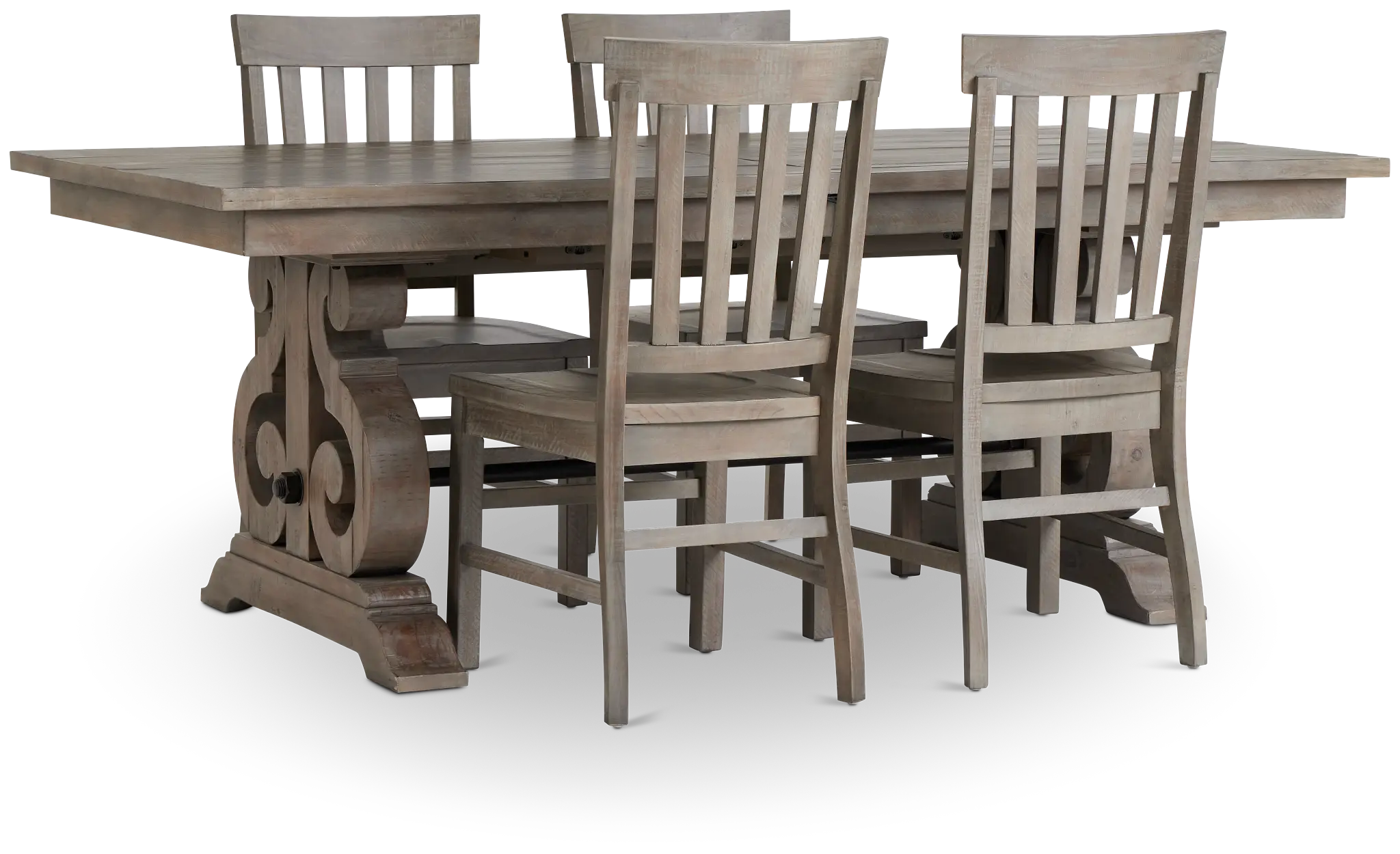 Sonoma Light Tone Trestle Table & 4 Wood Chairs Sonoma Light Tone Trestle Table & 4 Wood Chairs