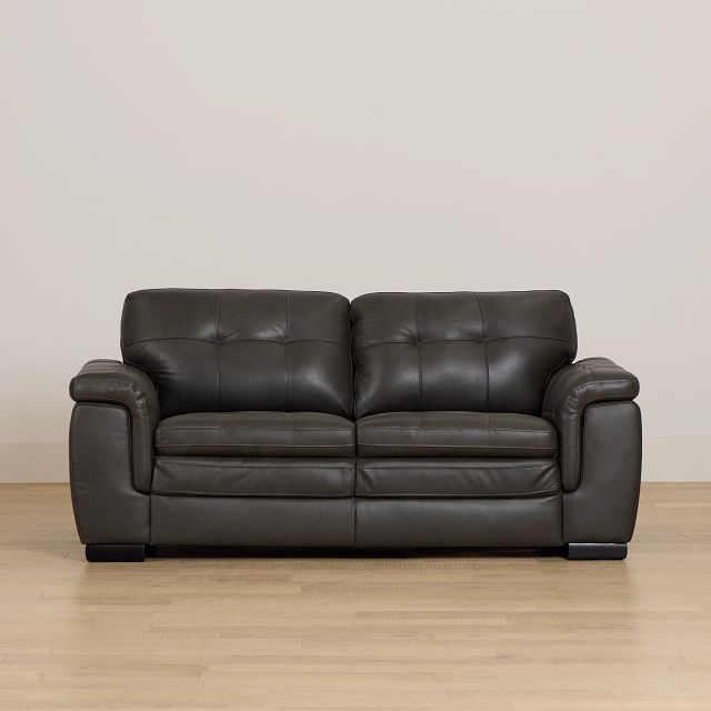 Braden Dark Gray Leather Loveseat