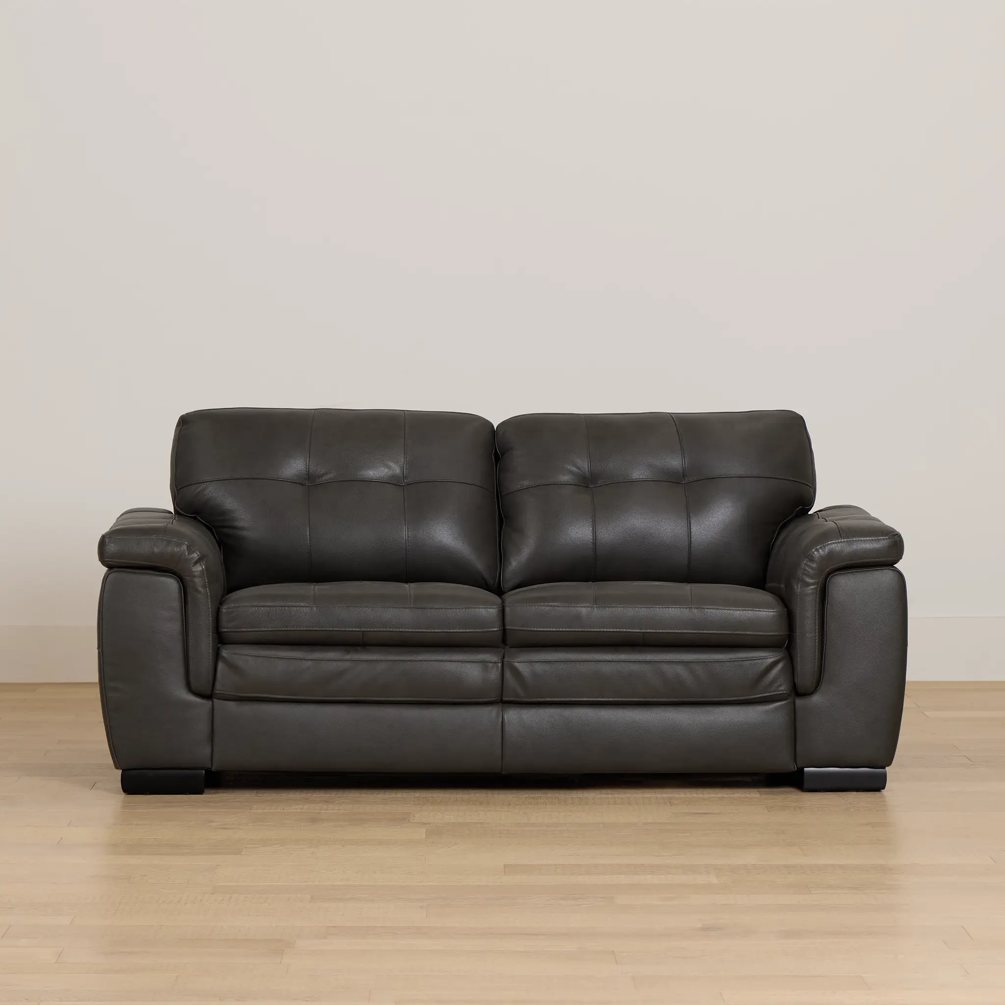 Braden Dark Gray Leather Loveseat Braden Dark Gray Leather Loveseat