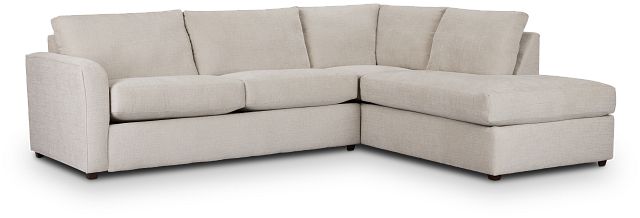 Maxie Light Beige Micro Small Right Bumper Sectional (3)