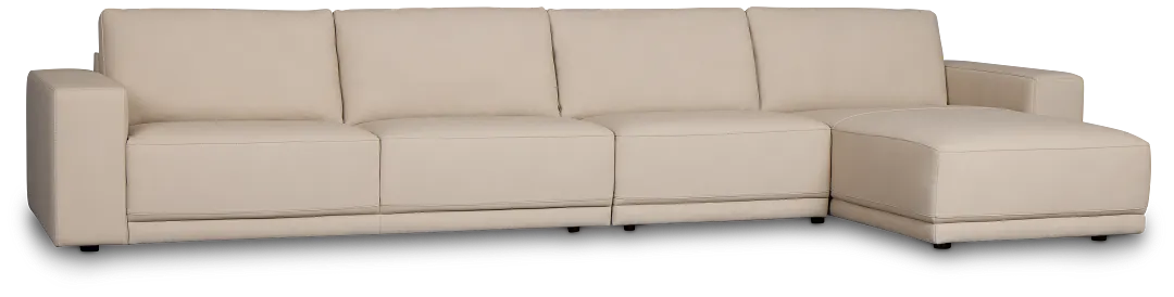 Kellan Ivory Leather Small Right Chaise Sectional