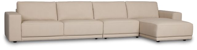 Kellan Ivory Leather Small Right Chaise Sectional