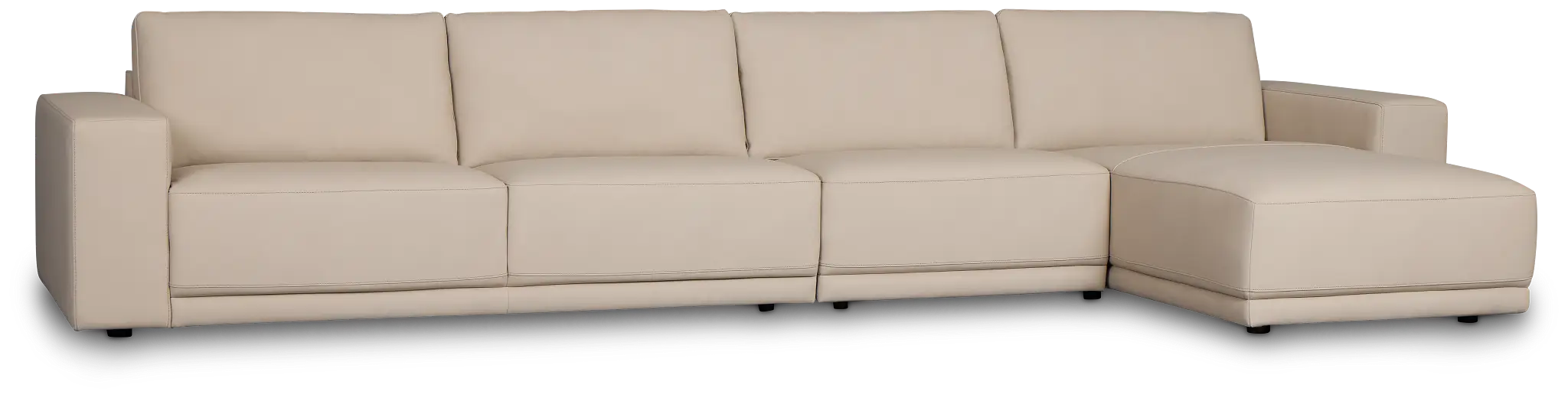 Kellan Ivory Leather Small Right Chaise Sectional Kellan Ivory Leather Small Right Chaise Sectional