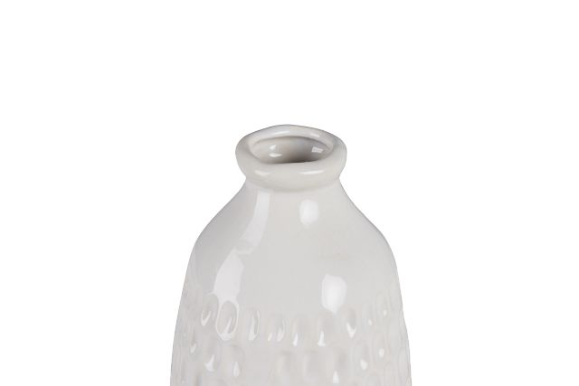 Dimpled White Small Vase