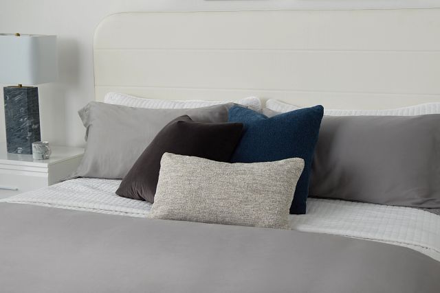 Doral White Curved Upholstered Platform Bed