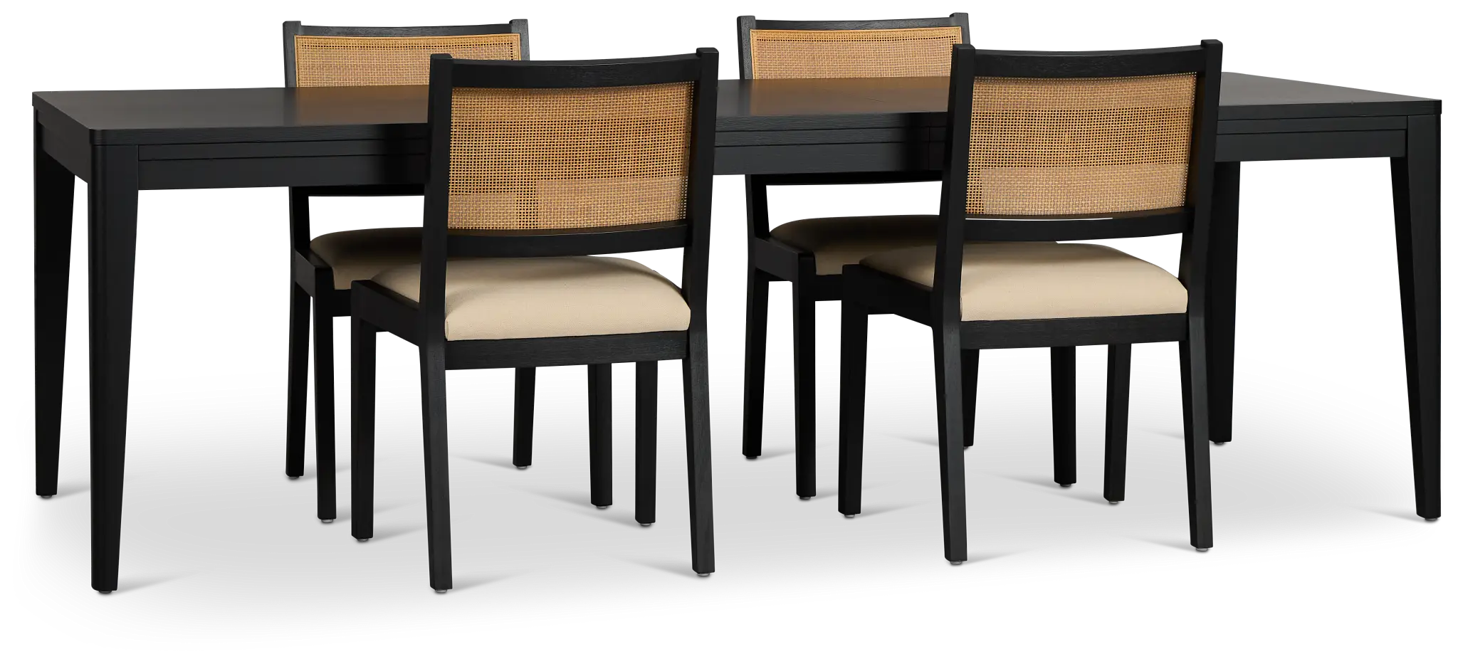 Pacific Black Rectangular Table & 4 Upholstered Chairs Pacific Black Rectangular Table & 4 Upholstered Chairs