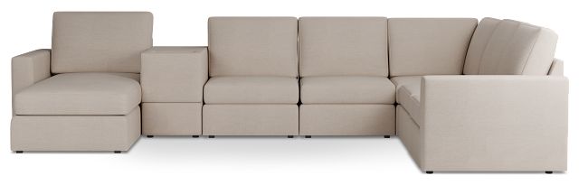 Citymod Beige Fabric Large Left Chaise Sectional With Storage Console