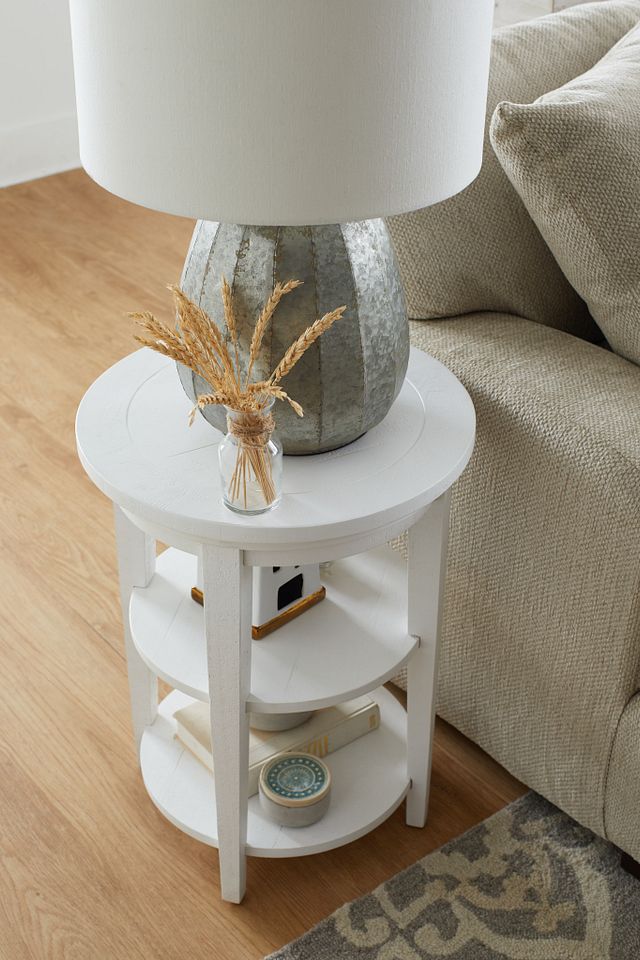 Heron Cove White Round End Table