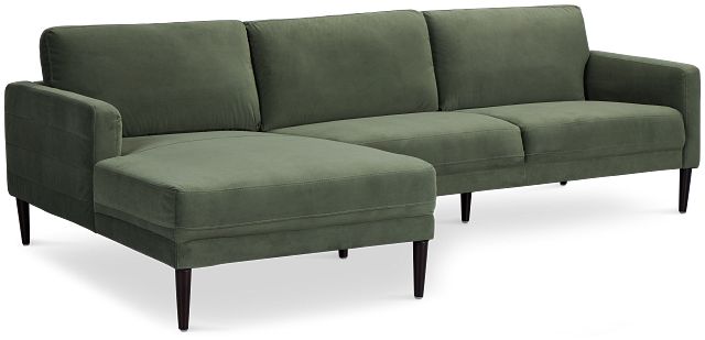 Nala Green Velvet Left Chaise Sectional