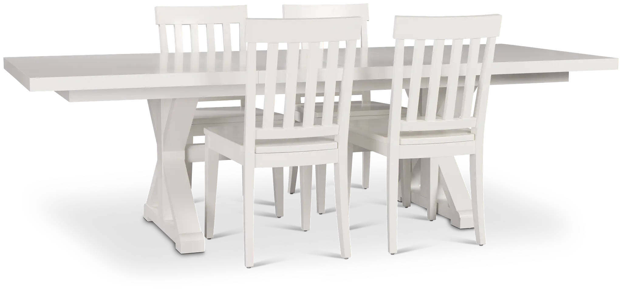 Nantucket White Trestle Table & 4 White Wood Chairs Nantucket White Trestle Table & 4 White Wood Chairs
