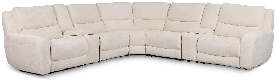 Bennett Light Beige Fabric Large Triple Power Reclining Two-arm Sectional