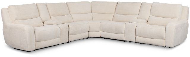 Bennett Light Beige Fabric Large Triple Power Reclining Two-arm Sectional
