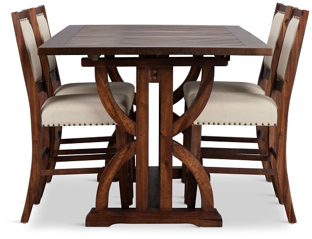 Joplin Dark Tone Extension High Table & 4 Upholstered Barstools